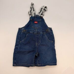 Levi’s Baby Denim Short Overalls 18M Blue Adjustable Logo Straps 80–86cm